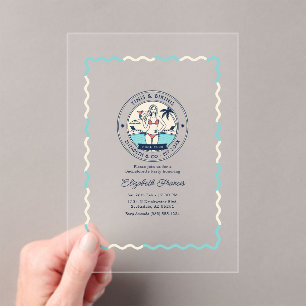 Preppy Pool Club Tinis & Bikinis Bachelorette Acrylic Invitations