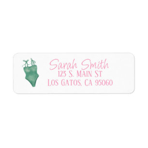 preppy pool party return address labels