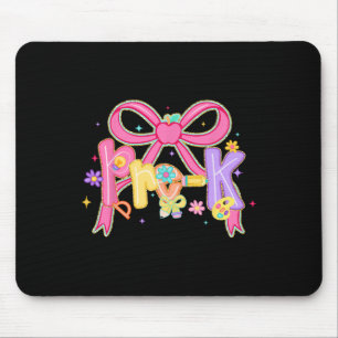 Preppy Preschool Back To School Coquette Bow Teach Mouse Pad