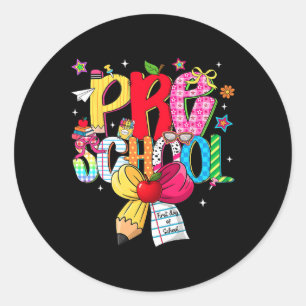 Preppy Preschool Dream Team Back To School Teacher Classic Round Sticker