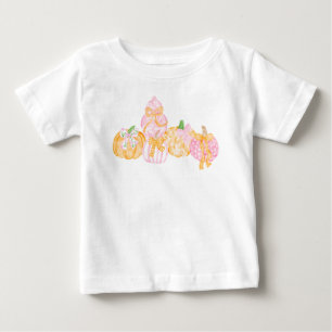 Preppy Pumpkin and Bows Thanksgiving Celebration Baby T-Shirt
