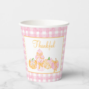 Preppy Pumpkin Bows Thanksgiving Celebration Party Paper Cups