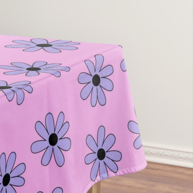 Preppy Purple Blue Botanical Small Flower Pattern  Tablecloth (In Situ)