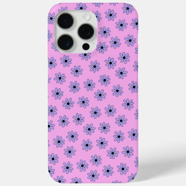 Preppy Purple Blue Hippie Flower Pattern Case-Mate iPhone Case (Back)