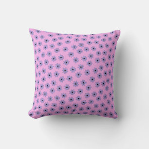Preppy Purple Blue Hippie Flower Pattern Cushion