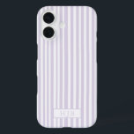 Preppy Purple Stripe Monogram Pretty iPhone 16 Case<br><div class="desc">Preppy Purple Stripe Monogram Initial iPhone 16 Case</div>