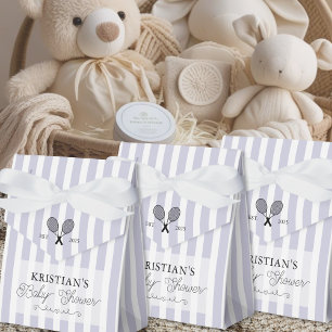 Preppy Purple Stripes Baby Shower Tennis Theme Favour Box
