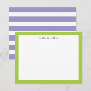 Preppy Purple Stripes & Lime Green Cute Girly Card