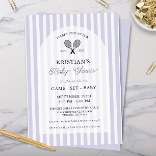 Preppy Purple Tennis Country Club Baby Shower Invitation