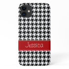 Preppy Red and Black Houndstooth Personalised
