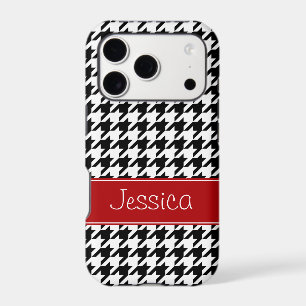 Preppy Red and Black Houndstooth Personalised