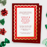 Preppy Red and White Simple Scalloped Christmas<br><div class="desc">Simple and festive, this cherry red, burgundy, white and real metallic gold foil holiday party invitation features easy to personalised text within a modern and trendy frame of white scallops. Charming fonts are easily edited and this invitation has ample room for longer text plus includes additional text on the back...</div>