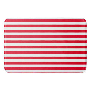 Preppy red and White Stripes Geometric Pattern Sh Bath Mat
