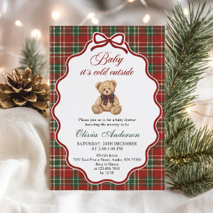Preppy Red Baby It's Cold Outside Baby Shower Invitation