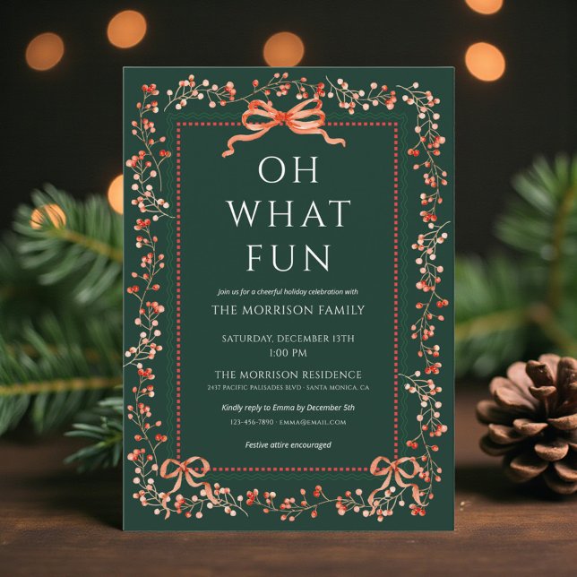 Preppy Red Bow Holiday Christmas Party  Invitation (Creator Uploaded)