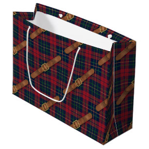 Preppy Red Christmas Plaid With Buckles Large Gift Bag