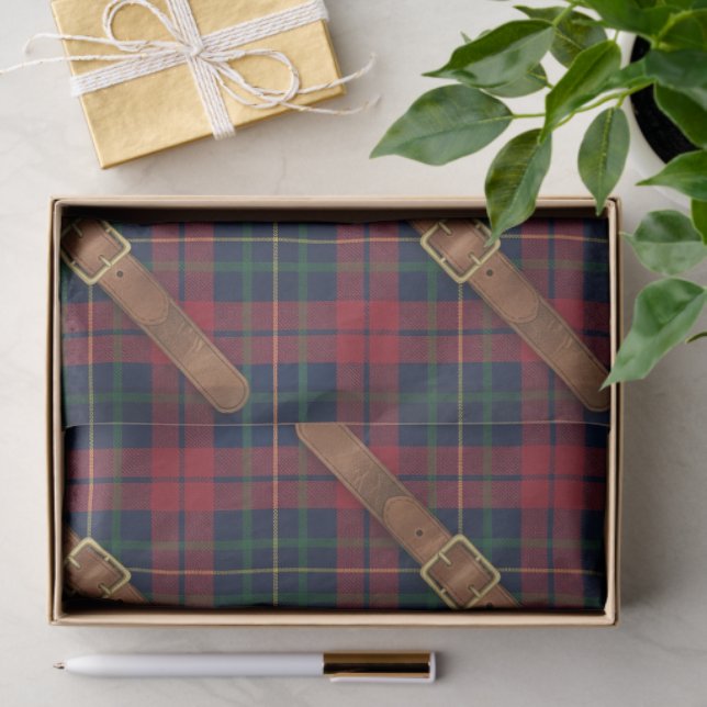Preppy Red Christmas Plaid With Buckles Tissue Paper (Gift)