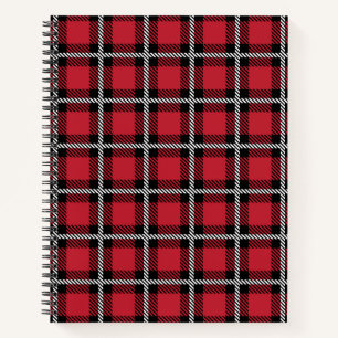 Preppy Red Grid Check Design Notebook