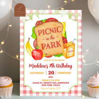 Preppy Red Picnic Birthday Party Invitation