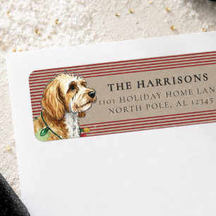 Preppy Red Stripe Goldendoodle Christmas Lights