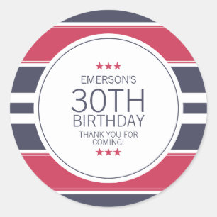 Preppy Red, White and Blue Thank You  Sticker