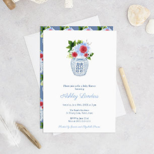 Preppy Red White Blue Boy Baby Shower Party Invitation