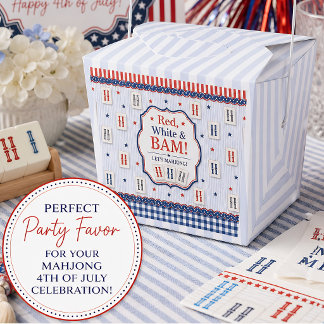Preppy Red White Blue Mahjong 4th of July Favour Box