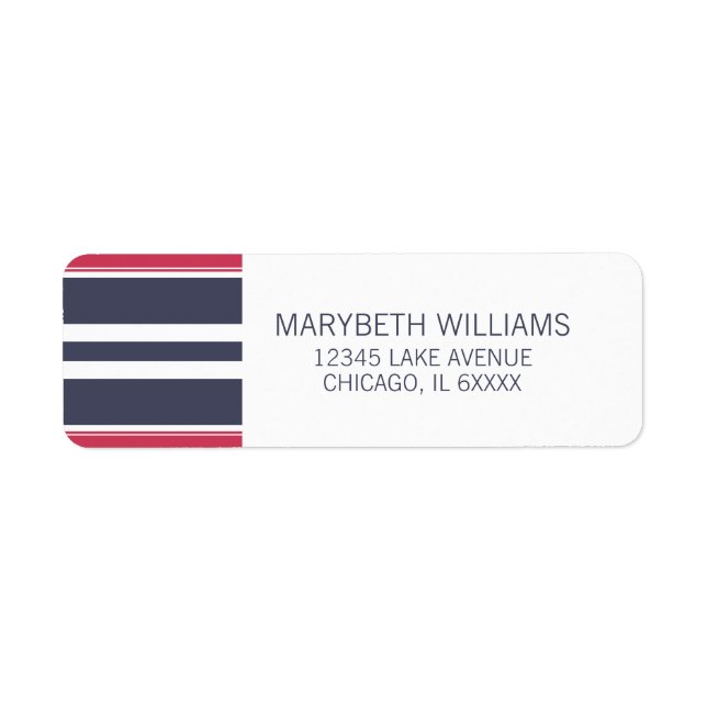 Preppy Red, White & Blue Return Address Label (Front)