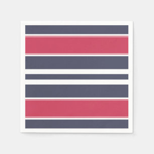 Preppy Red, White & Blue Stripe Paper Napkins