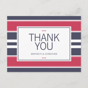 Preppy Red, White & Blue Thank You Postcard