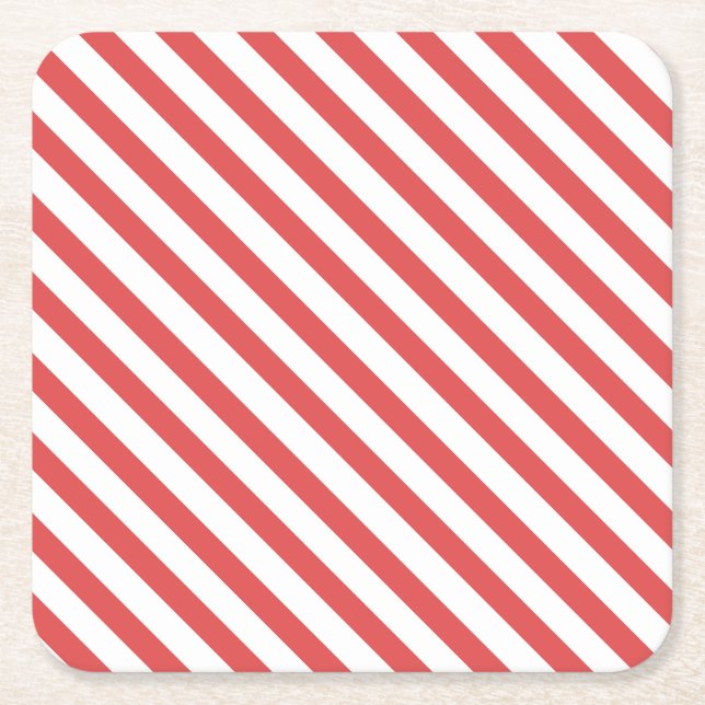 Preppy Red & White Stripes - Coaster (Front)