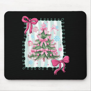 Preppy Retro Christmas Tree Merry Xmas Pyjamas Gir Mouse Pad
