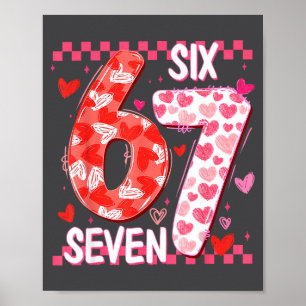 Preppy Retro Coquette Bow 6 7 Six Seven Love Valen Poster