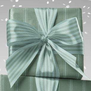 Preppy retro stripe green and light blue holiday satin ribbon