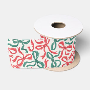 Preppy Ribbon Bows Christmas Red Green Satin Ribbon