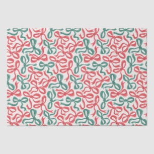 Preppy Ribbon Bows Christmas Red Green Tissue Paper
