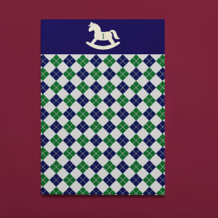 Preppy Rocking Horse Argyle 1st Birthday Tissue Paper