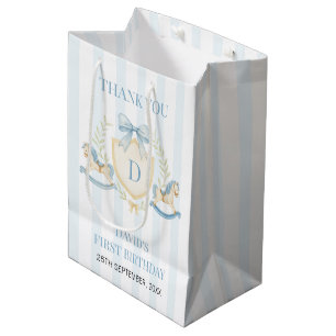 Preppy Rocking Horse Boy First Birthday Medium Gift Bag