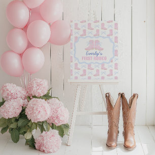 Preppy Rodeo First Birthday Cowgirl Boots Poster