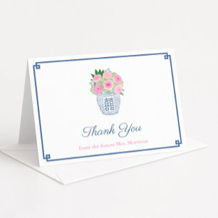 Preppy Roses Ginger Jar Bridal Shower Personalised Thank You Card