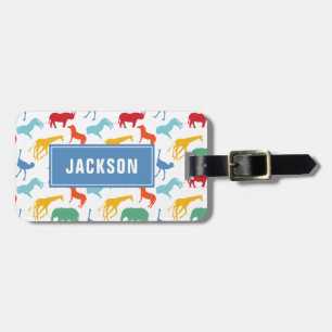 Preppy Safari Animal Personalise Silhouette Boy Luggage Tag