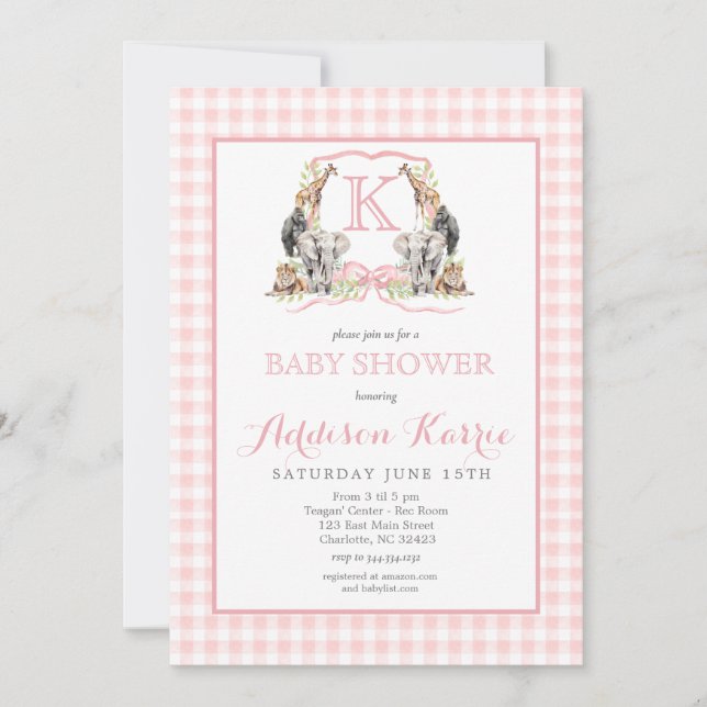 Preppy Safari Baby Shower Invitation Jungle (Front)
