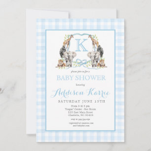 Preppy Safari Crest Baby Shower Invitation