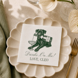Preppy Sage Green Labrador Champagne Wedding Napkin
