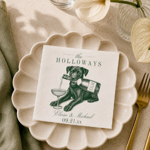 Preppy Sage Green Labrador Champagne Wedding Napkin