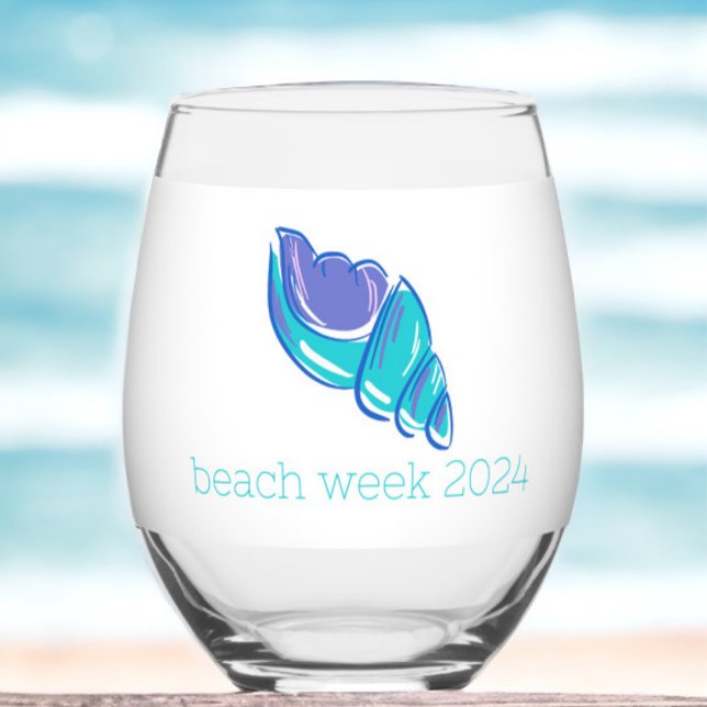 Preppy Sand Dollar Personalised Beach Week  Stemless Wine Glass (Creator Uploaded)