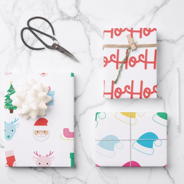 Preppy Santa Claus Pattern  Wrapping Paper Sheet (Front)