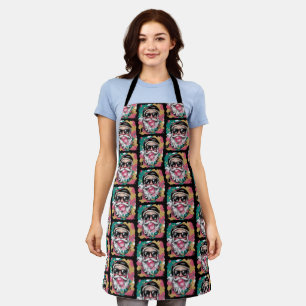 Preppy Santa Coquette Christmas Glitter Girly Pink Apron