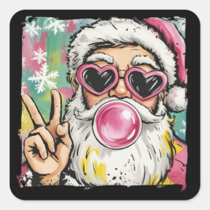 Preppy Santa Glitter Coquette Christmas Girly Cute Square Sticker
