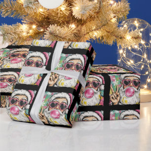 Preppy Santa Glitter Coquette Christmas Girly Cute Wrapping Paper